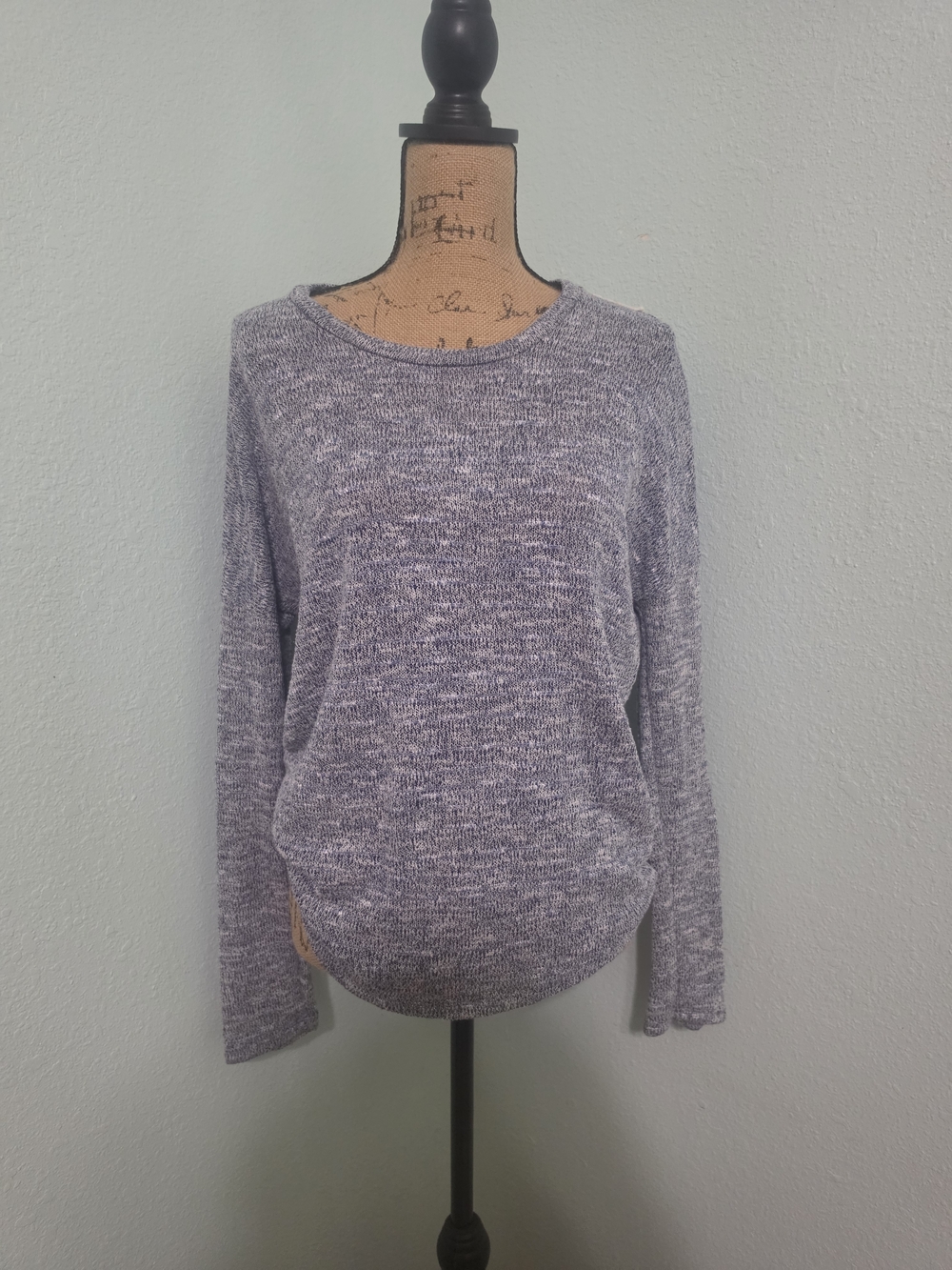 Heathered Blue Long-Sleeve Knit Sweater